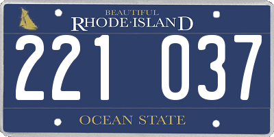 RI license plate 221037