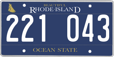 RI license plate 221043