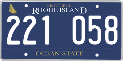 RI license plate 221058