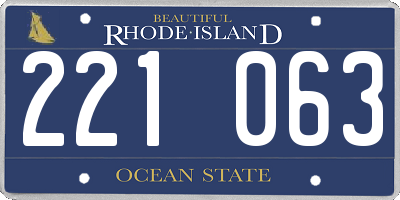 RI license plate 221063