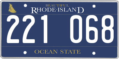 RI license plate 221068
