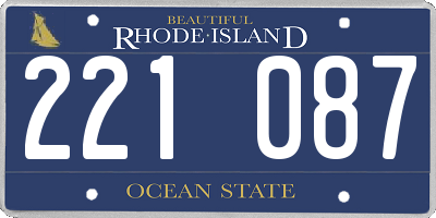 RI license plate 221087