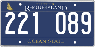 RI license plate 221089