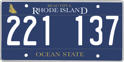 RI license plate 221137