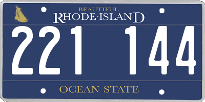 RI license plate 221144