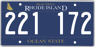 RI license plate 221172