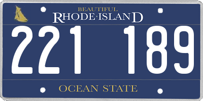RI license plate 221189