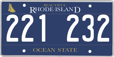 RI license plate 221232