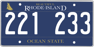 RI license plate 221233