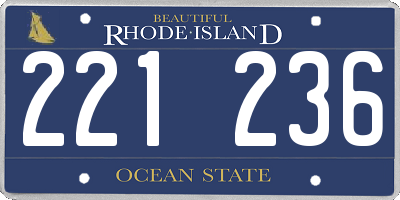 RI license plate 221236