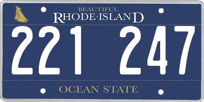 RI license plate 221247