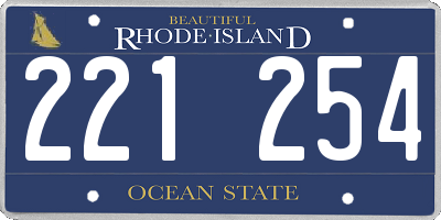 RI license plate 221254