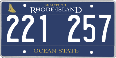 RI license plate 221257