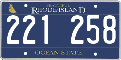 RI license plate 221258
