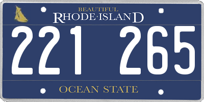 RI license plate 221265