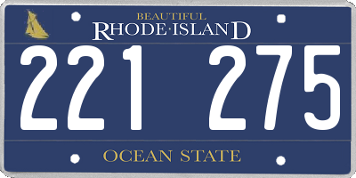 RI license plate 221275
