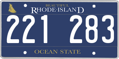 RI license plate 221283