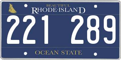 RI license plate 221289
