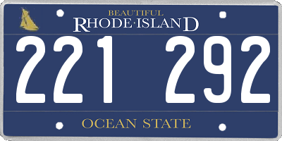 RI license plate 221292
