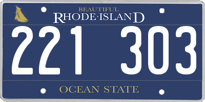 RI license plate 221303