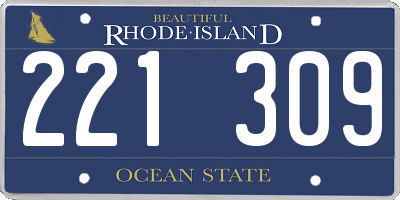 RI license plate 221309