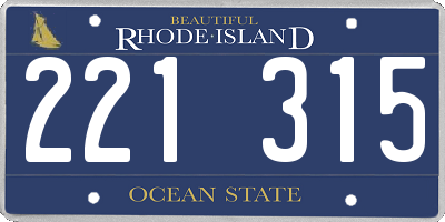 RI license plate 221315