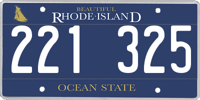 RI license plate 221325