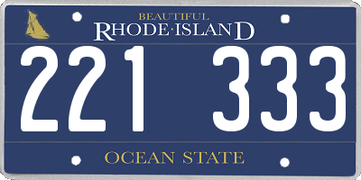 RI license plate 221333