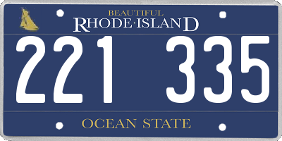 RI license plate 221335
