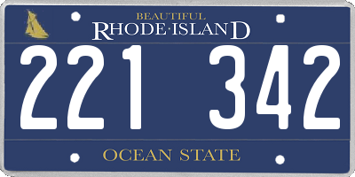 RI license plate 221342