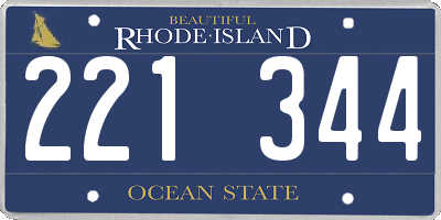 RI license plate 221344