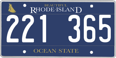 RI license plate 221365