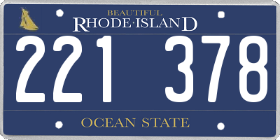 RI license plate 221378