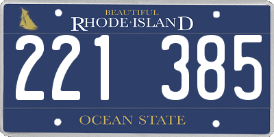 RI license plate 221385