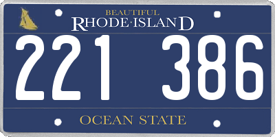 RI license plate 221386