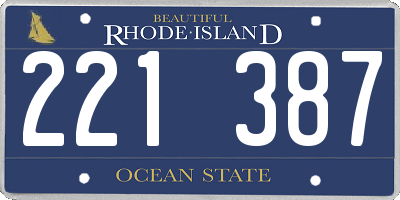 RI license plate 221387