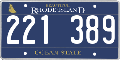 RI license plate 221389