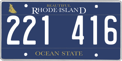 RI license plate 221416