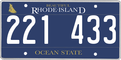 RI license plate 221433
