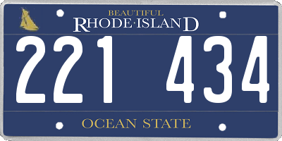 RI license plate 221434