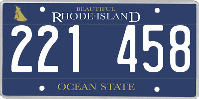 RI license plate 221458