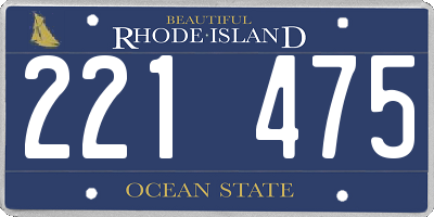 RI license plate 221475
