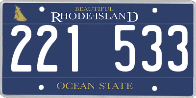 RI license plate 221533
