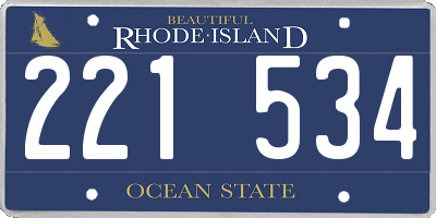 RI license plate 221534
