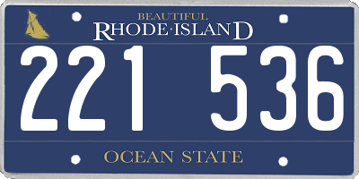 RI license plate 221536