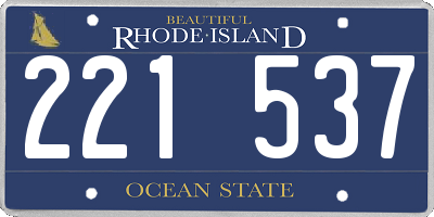 RI license plate 221537