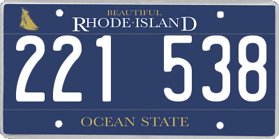 RI license plate 221538
