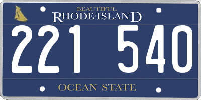 RI license plate 221540