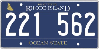 RI license plate 221562