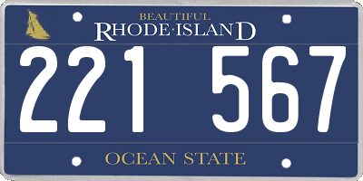 RI license plate 221567